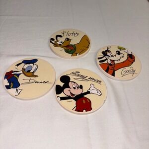 Set of 4 Vintage Disney Mickey Mouse Donald Duck Pluto Goofy Coasters